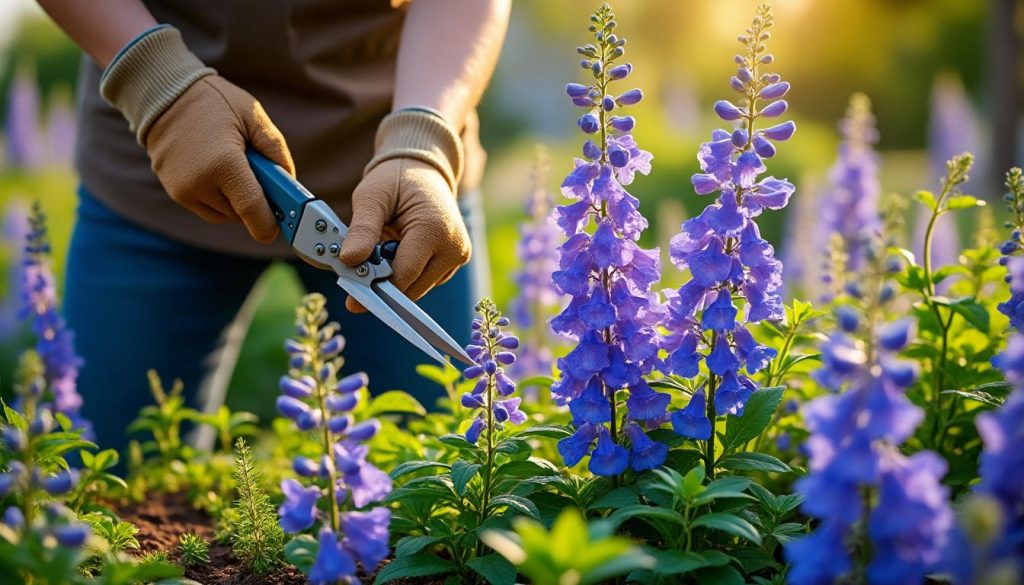 erfahren sie, wie sie rittersporn im garten richtig pflegen und schneiden, um gesundes wachstum und eine wunderschöne blüte zu fördern.